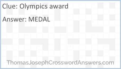 Olympics award Answer