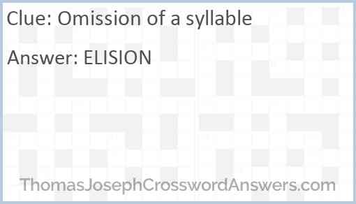 Omission of a syllable Answer