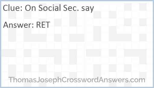 On Social Sec. say Answer