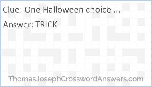 One Halloween choice ... Answer