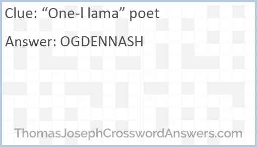 “One-l lama” poet Answer