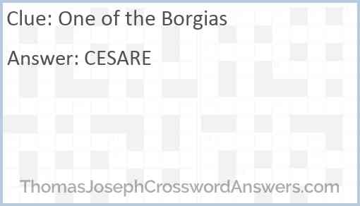One of the Borgias Answer