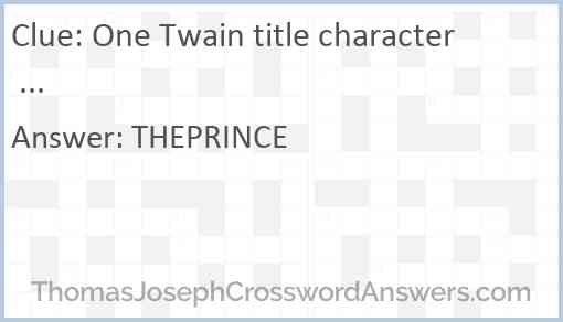 One Twain title character ... Answer