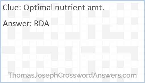 Optimal nutrient amt. Answer
