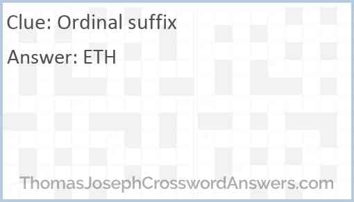 Ordinal suffix Answer