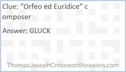 “Orfeo ed Euridice” composer Answer