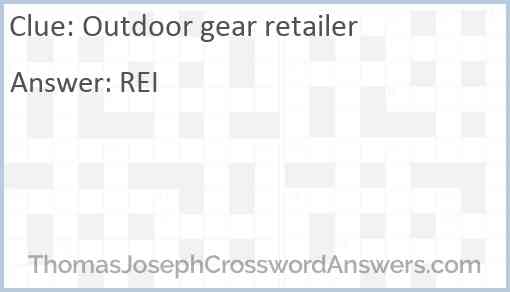 Outdoor gear retailer Answer