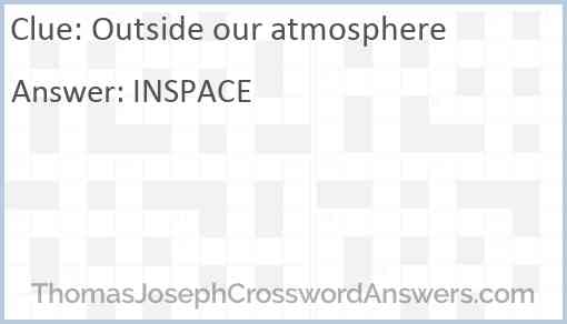 Outside our atmosphere Answer