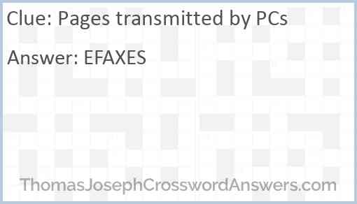 Pages transmitted by PCs Answer