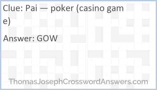 Pai — poker (casino game) Answer