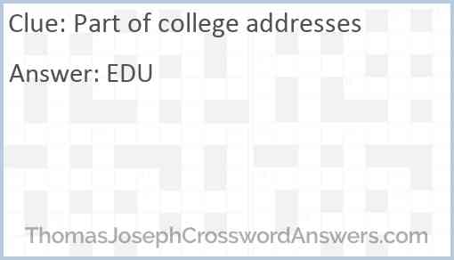 Part of college addresses Answer