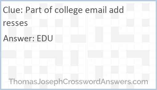 Part of college email addresses Answer