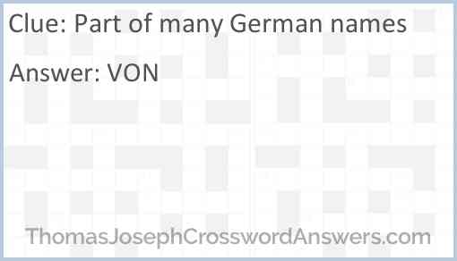 Part of many German names Answer