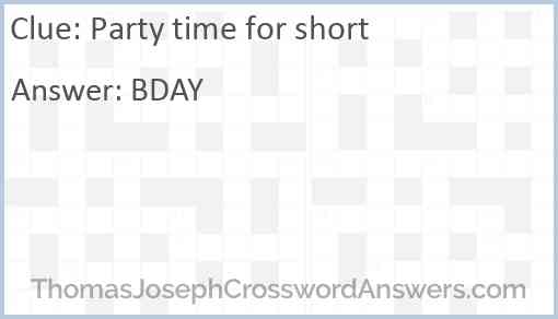 Party time for short Answer