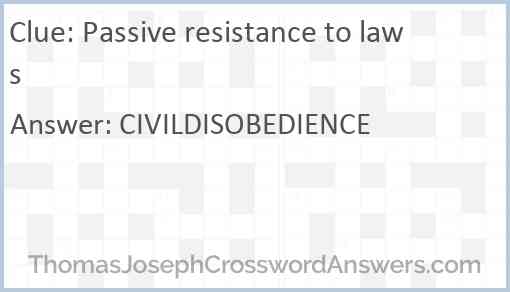 Passive resistance to laws Answer