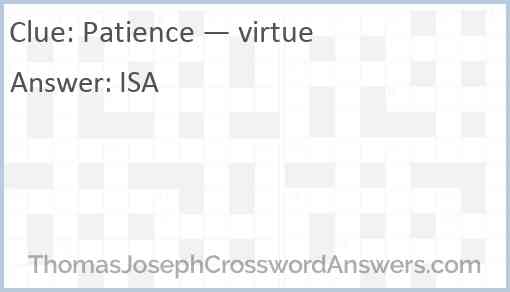 “Patience — virtue” Answer