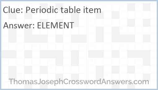 Periodic table item Answer