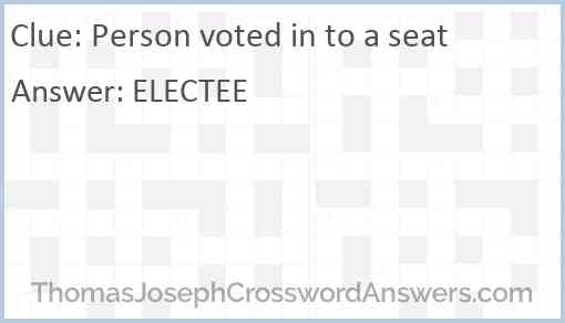 Person voted in to a seat Answer