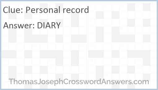 Personal record Answer