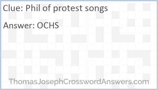 Phil of protest songs Answer