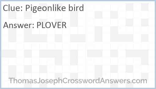 Pigeonlike bird Answer