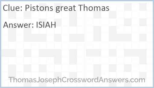 Pistons great Thomas Answer