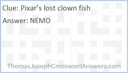 Pixar’s lost clown fish Answer