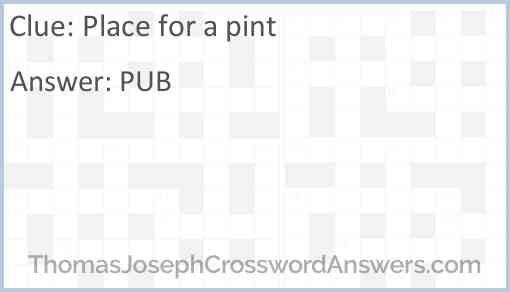 Place for a pint Answer