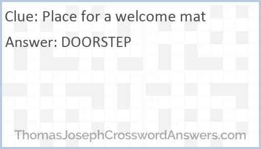 Place for a welcome mat Answer