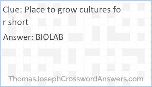 Place to grow cultures for short Answer