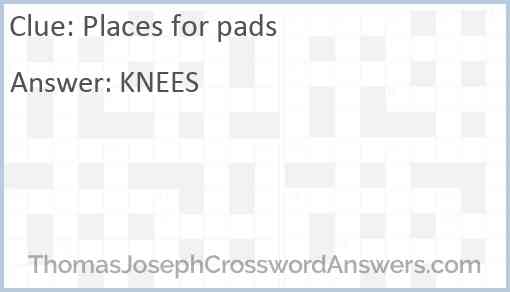 Places for pads Answer