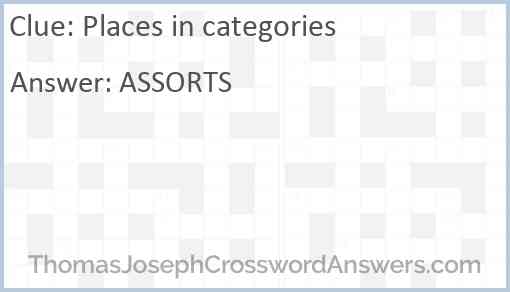 Places in categories Answer