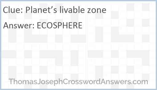 Planet’s livable zone Answer