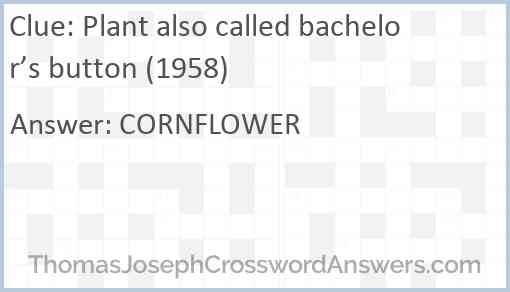 Plant also called bachelor’s button (1958) Answer