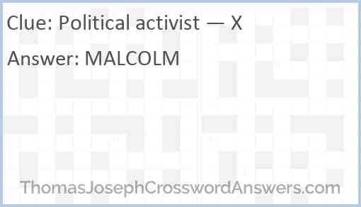 Political activist — X Answer