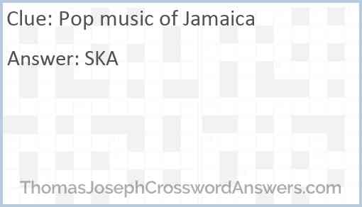 Pop music of Jamaica Answer