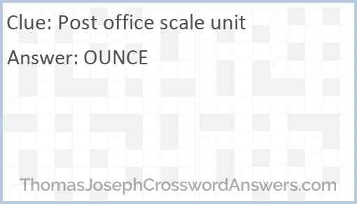 Post office scale unit Answer