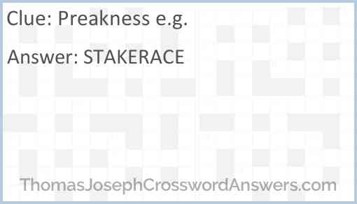 Preakness e.g. Answer