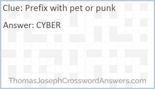 Prefix with pet or punk Answer