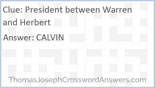 President between Warren and Herbert Answer