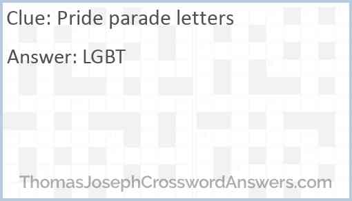 Pride parade letters Answer