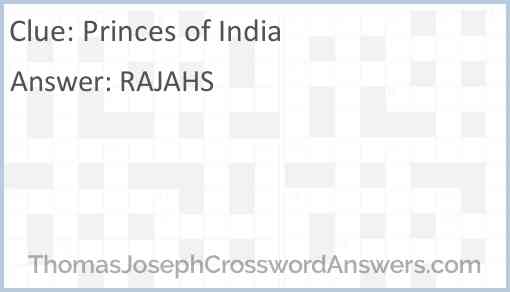 Princes of India Answer