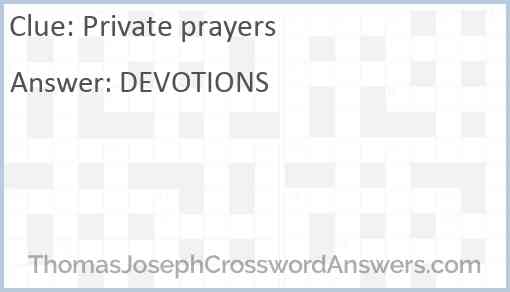 Private prayers Answer