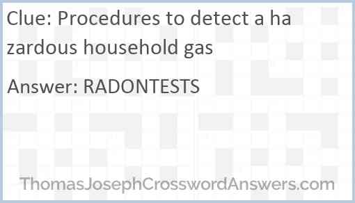 Procedures to detect a hazardous household gas Answer