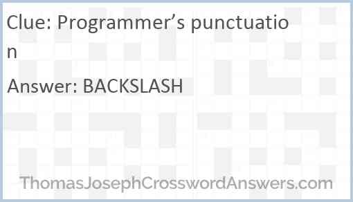 Programmer’s punctuation Answer