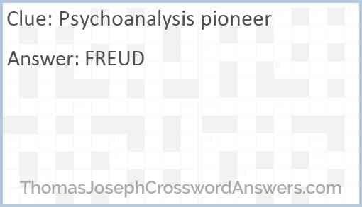 Psychoanalysis pioneer Answer