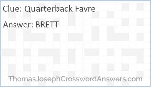 Quarterback Favre Answer