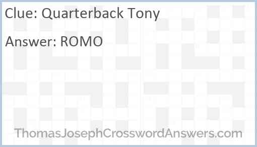 Quarterback Tony Answer