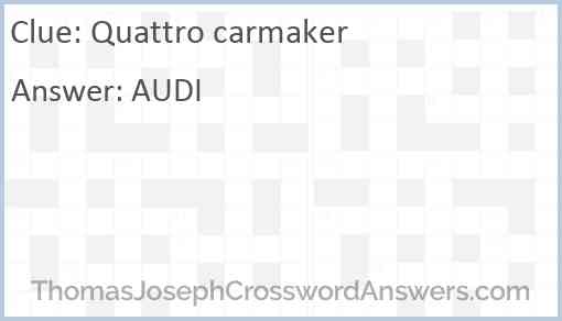 Quattro carmaker Answer