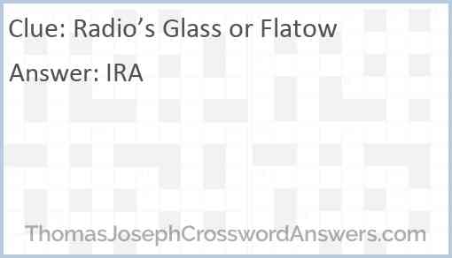 Radio’s Glass or Flatow Answer